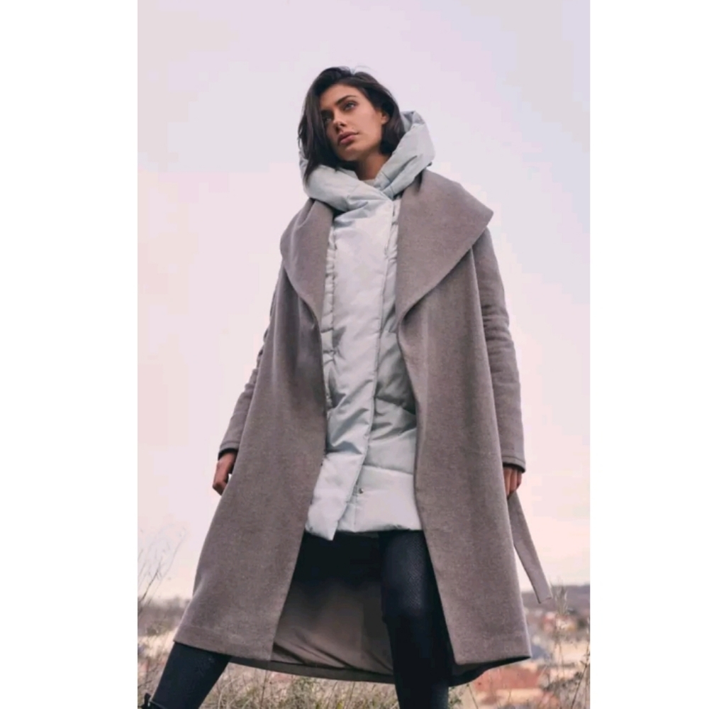 Rino & Pelle Milon Long Wood Blend Coat trench double folded collar 38 - Picture 4 of 11